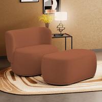 Namoradeira Com Puff Orgânico Molly 02 Lugares Bouclê Terracota - Desk Design - 2