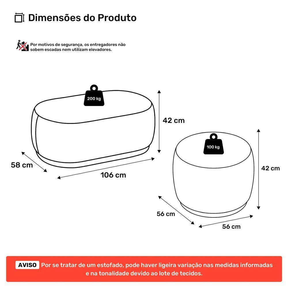 Conjunto 02 Puffs Decorativos Orgânicos Molly Bouclê Bege - Desk Design - 4