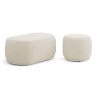 Conjunto 02 Puffs Decorativos Orgânicos Molly Bouclê Bege - Desk Design - 1