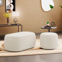 Conjunto 02 Puffs Decorativos Orgânicos Molly Bouclê Bege - Desk Design - 2