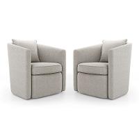 Kit 02 Poltronas Decorativas Sala De Estar Aimê Bouclê Bege - Desk Design - 1