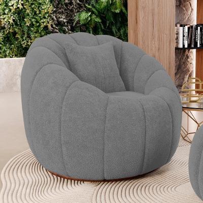 Poltrona Decorativa Estilo Concha Abóbora Shell Fixa Bouclê Cinza Desk Design