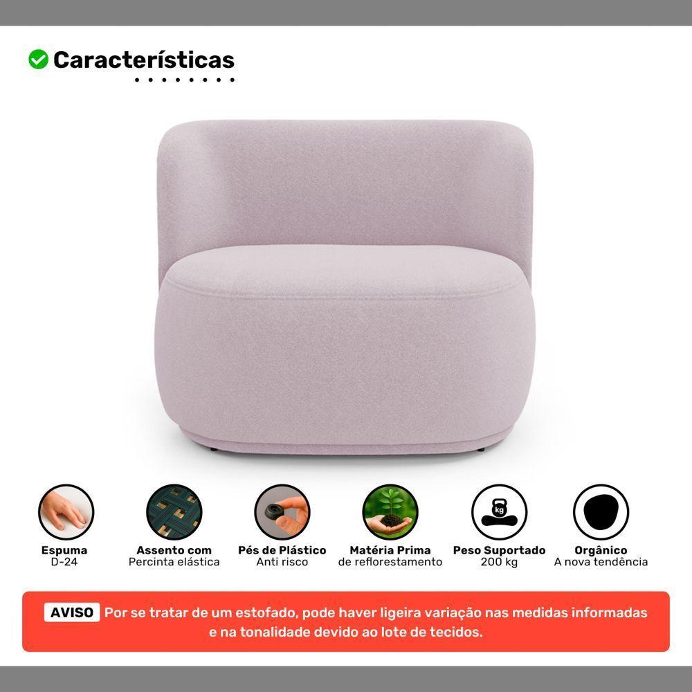 Poltrona E Namoradeira Orgânica Molly Bouclê Rosé - Desk Design - 3