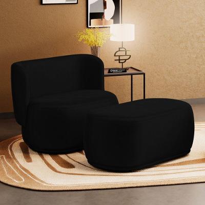 Namoradeira Com Puff Orgânico Molly 02 Lugares Couríssimo Preto - Desk Design Cor Preto
