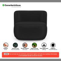 Namoradeira Com Puff Orgânico Molly 02 Lugares Veludo Preto - Desk Design - 3