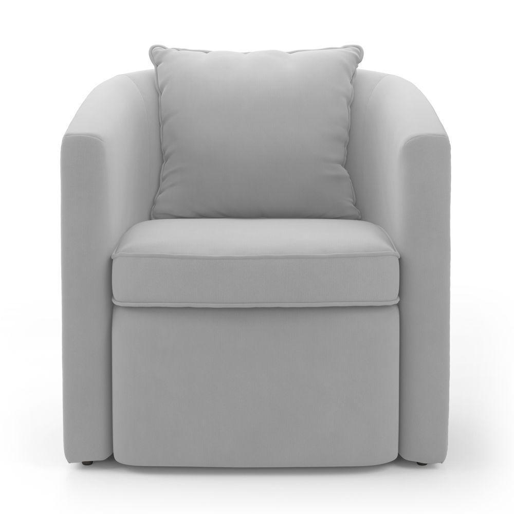 Kit 02 Poltronas Decorativas Sala De Estar Aimê Veludo Cinza Claro - Desk Design - 6