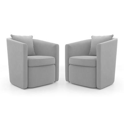 Kit 02 Poltronas Decorativas Sala De Estar Aimê Veludo Cinza Claro - Desk Design