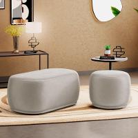 Conjunto 02 Puffs Decorativos Orgânicos Molly Veludo Bege - Desk Design - 2