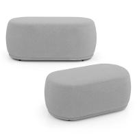 Kit 02 Puffs Decorativos Orgânicos Molly 02 Lugares Bouclê Cinza Claro - Desk Design - 1