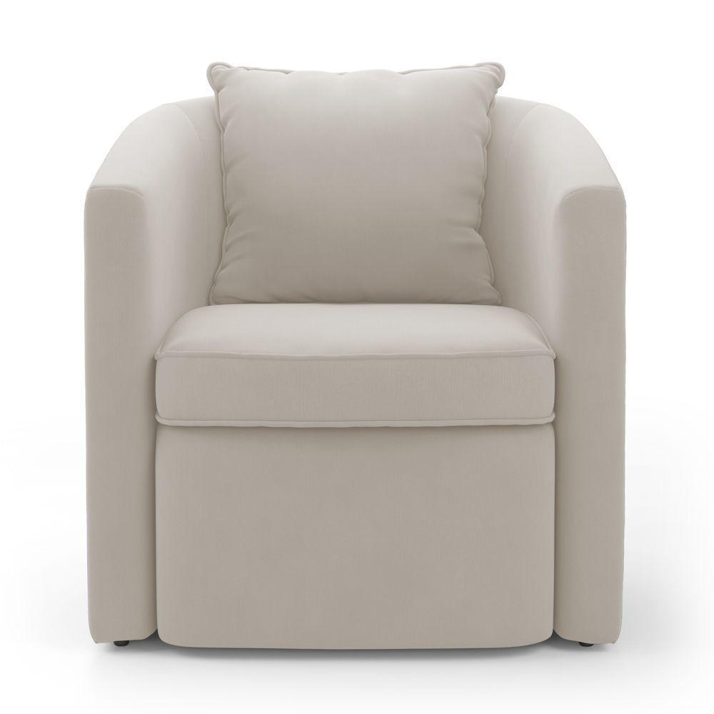 Poltrona Decorativa Sala De Estar Aimê Veludo Bege Claro - Desk Design - 5