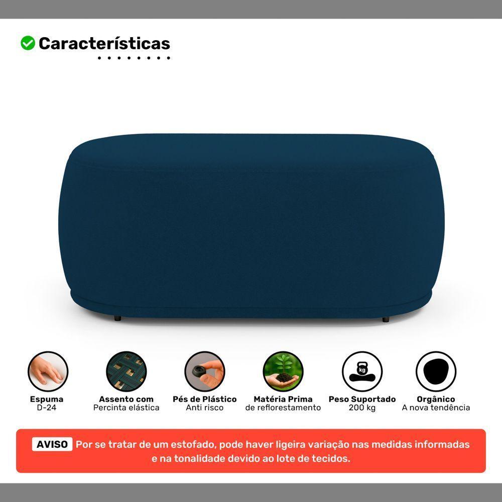 Conjunto 02 Puffs Decorativos Orgânicos Molly Bouclê Azul Marinho - Desk Design - 3