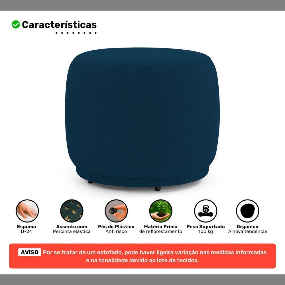 Conjunto 02 Puffs Decorativos Orgânicos Molly Bouclê Azul Marinho - Desk Design - 5