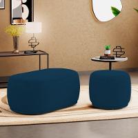 Conjunto 02 Puffs Decorativos Orgânicos Molly Bouclê Azul Marinho - Desk Design - 2