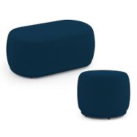 Conjunto 02 Puffs Decorativos Orgânicos Molly Bouclê Azul Marinho - Desk Design - 10