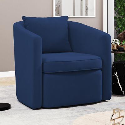 Poltrona Decorativa Sala De Estar Aimê Veludo Azul Marinho - Desk Design