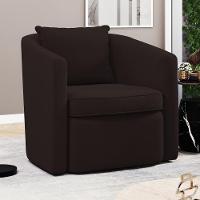 Poltrona Decorativa Sala De Estar Aimê Suede Marrom - Desk Design - 1