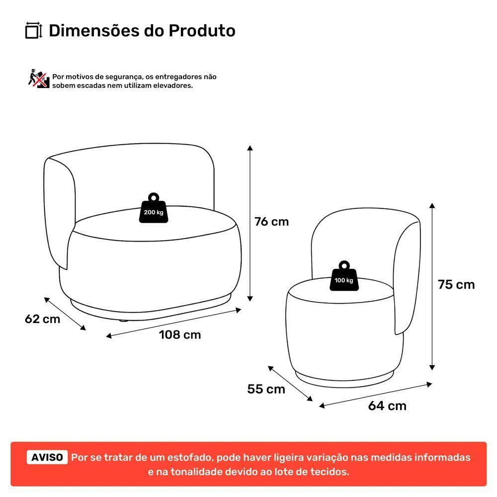 Poltrona E Namoradeira Orgânica Molly Bouclê Azul Marinho - Desk Design - 4