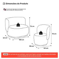 Poltrona E Namoradeira Orgânica Molly Bouclê Azul Marinho - Desk Design