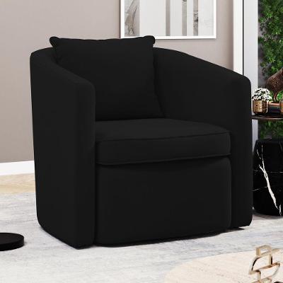 Poltrona Decorativa Sala De Estar Aimê Veludo Preto - Desk Design