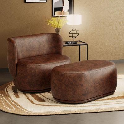 Namoradeira Com Puff Orgânico Molly 02 Lugares Couríssimo Whisky - Desk Design Cor Whisky