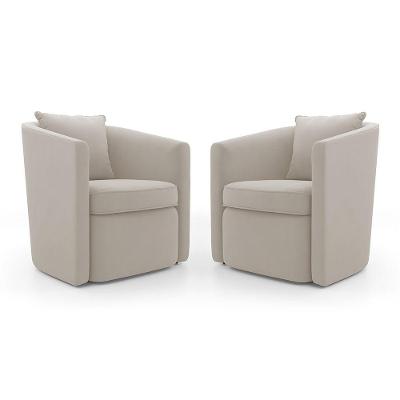 Kit 02 Poltronas Decorativas Sala De Estar Aimê Veludo Bege Claro - Desk Design