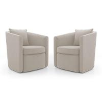 Kit 02 Poltronas Decorativas Sala De Estar Aimê Veludo Bege Claro - Desk Design - 1