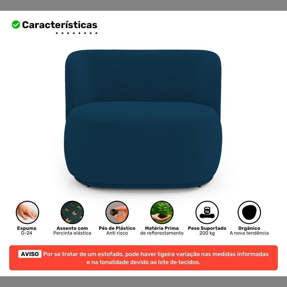 Namoradeira Com Puff Orgânico Molly 02 Lugares Bouclê Azul Marinho - Desk Design - 6