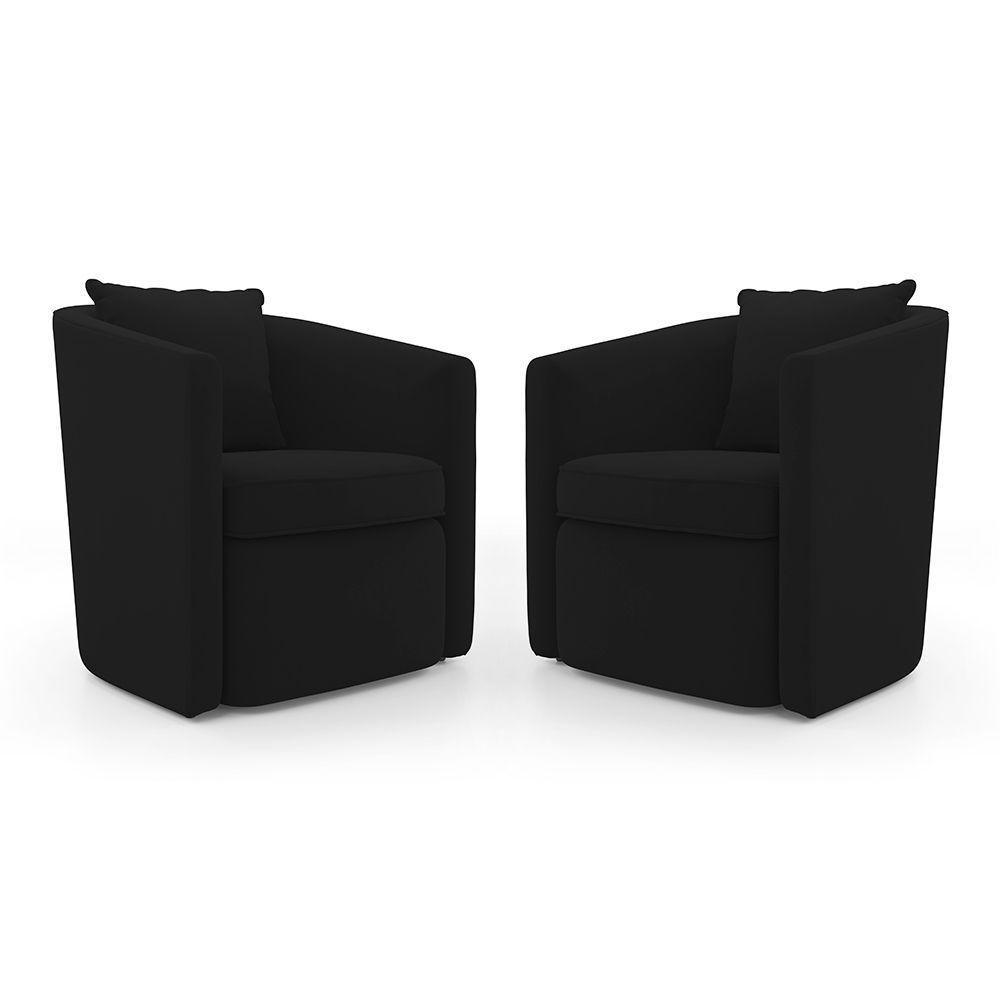 Kit 02 Poltronas Decorativas Sala De Estar Aimê Veludo Preto - Desk Design - 1