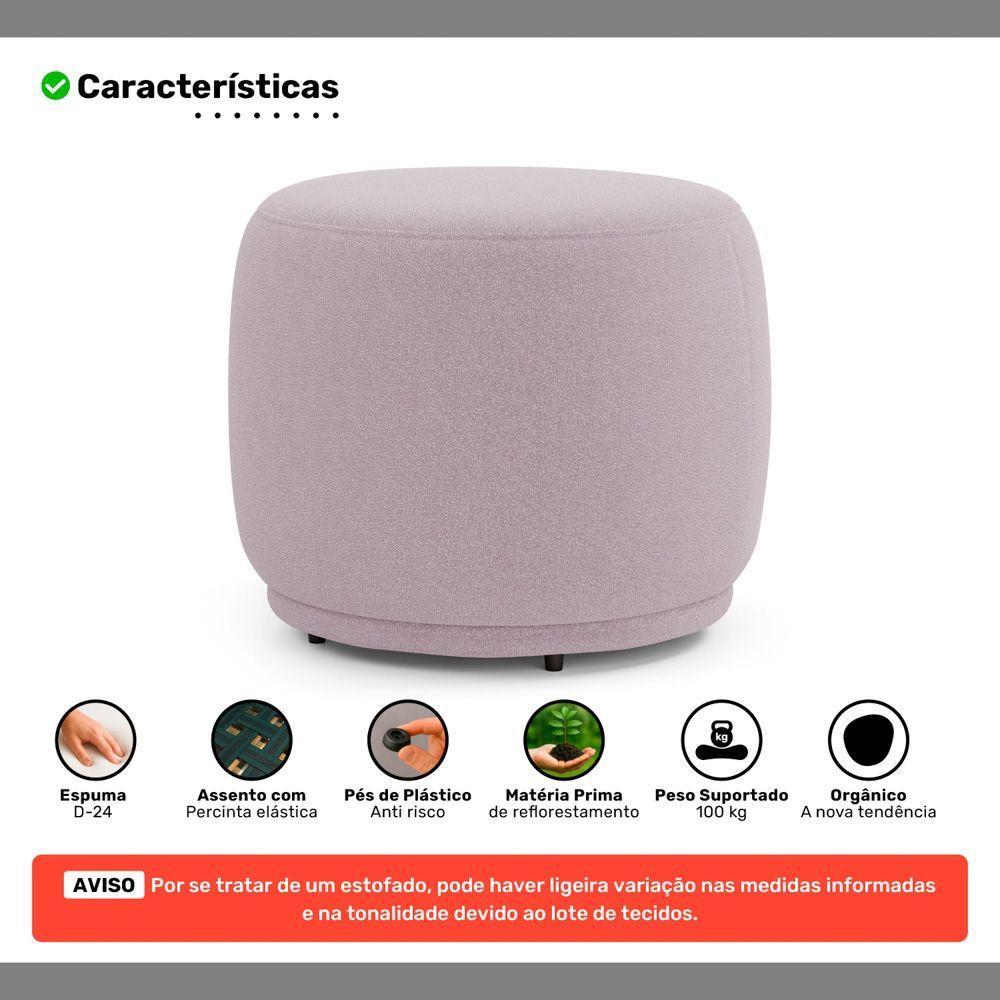 Conjunto 02 Puffs Decorativos Orgânicos Molly Bouclê Rosé - Desk Design - 5