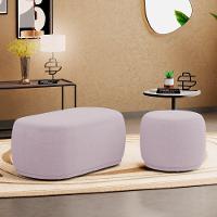 Conjunto 02 Puffs Decorativos Orgânicos Molly Bouclê Rosé - Desk Design - 2