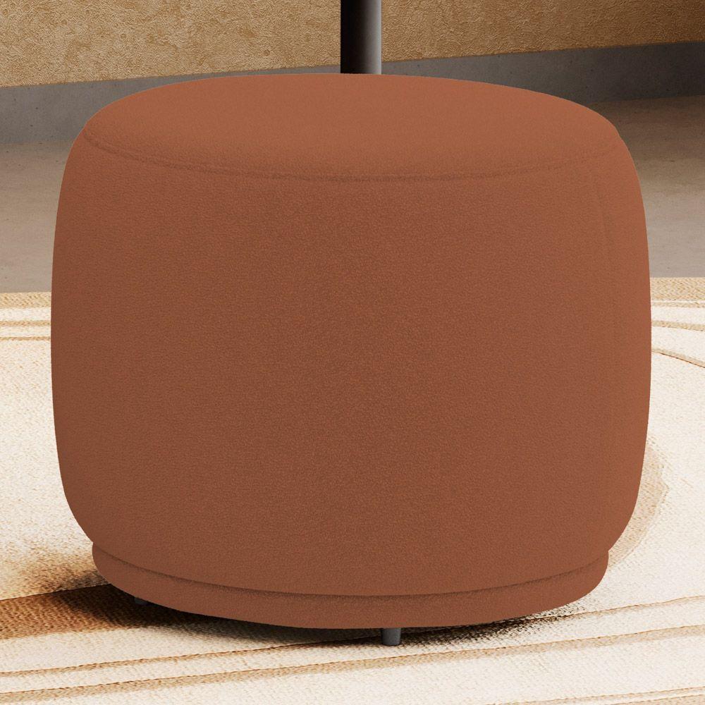 Kit 02 Puffs Decorativos Orgânicos Molly Redondo Bouclê Terracota - Desk Design - 4