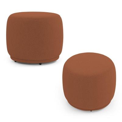 Kit 02 Puffs Decorativos Orgânicos Molly Redondo Bouclê Terracota - Desk Design