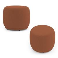 Kit 02 Puffs Decorativos Orgânicos Molly Redondo Bouclê Terracota - Desk Design - 1