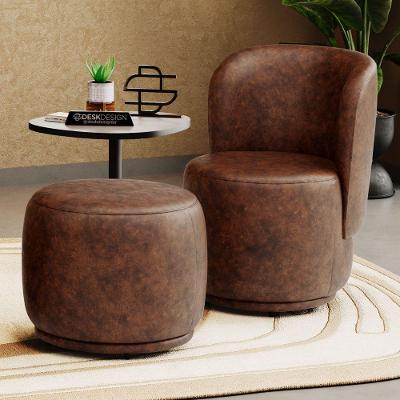 Poltrona Decorativa Com Puff Orgânico Molly Couríssimo Whisky - Desk Design Cor Whisky