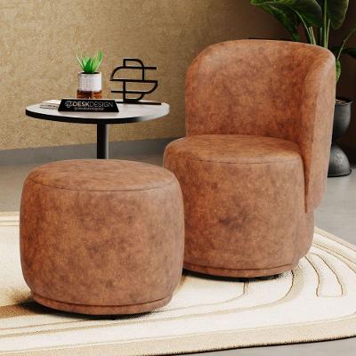 Poltrona Decorativa Com Puff Orgânico Molly Couríssimo Caramelo - Desk Design Cor Caramelo