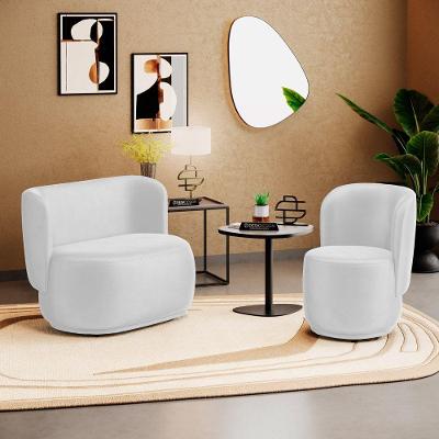 Kit Poltrona E Namoradeira Molly Couro Sintético Branco Desk Design