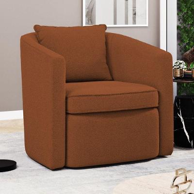 Poltrona Decorativa Sala De Estar Aimê Bouclê Terracota - Desk Design