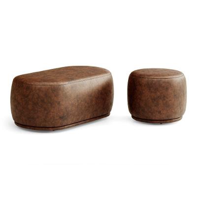 Conjunto 02 Puffs Decorativos Orgânicos Molly Couríssimo Whisky - Desk Design Cor Whisky