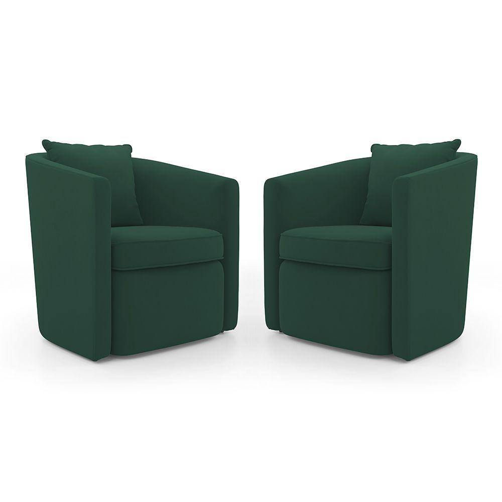 Kit 02 Poltronas Decorativas Sala De Estar Aimê Veludo Verde Escuro - Desk Design - 1