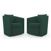 Kit 02 Poltronas Decorativas Sala De Estar Aimê Veludo Verde Escuro - Desk Design - 1