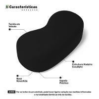 Kit 02 Puffs Decorativos Living Aisha Orgânico 02 Lugares Veludo Preto - Desk Design - 3