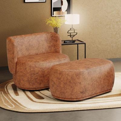 Namoradeira Com Puff Orgânico Molly 02 Lugares Couríssimo Caramelo - Desk Design Cor Caramelo