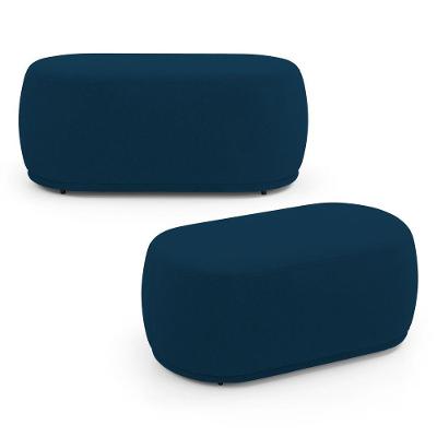 Kit 02 Puffs Decorativos Orgânicos Molly 02 Lugares Bouclê Azul Marinho - Desk Design