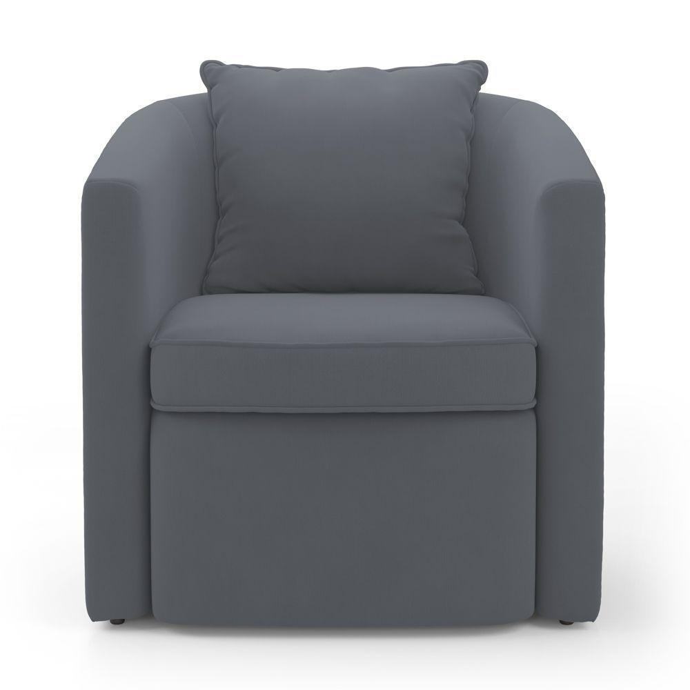 Kit 02 Poltronas Decorativas Sala De Estar Aimê Suede Cinza - Desk Design - 2