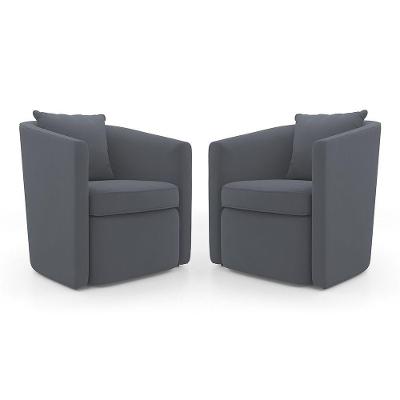 Kit 02 Poltronas Decorativas Sala De Estar Aimê Suede Cinza - Desk Design