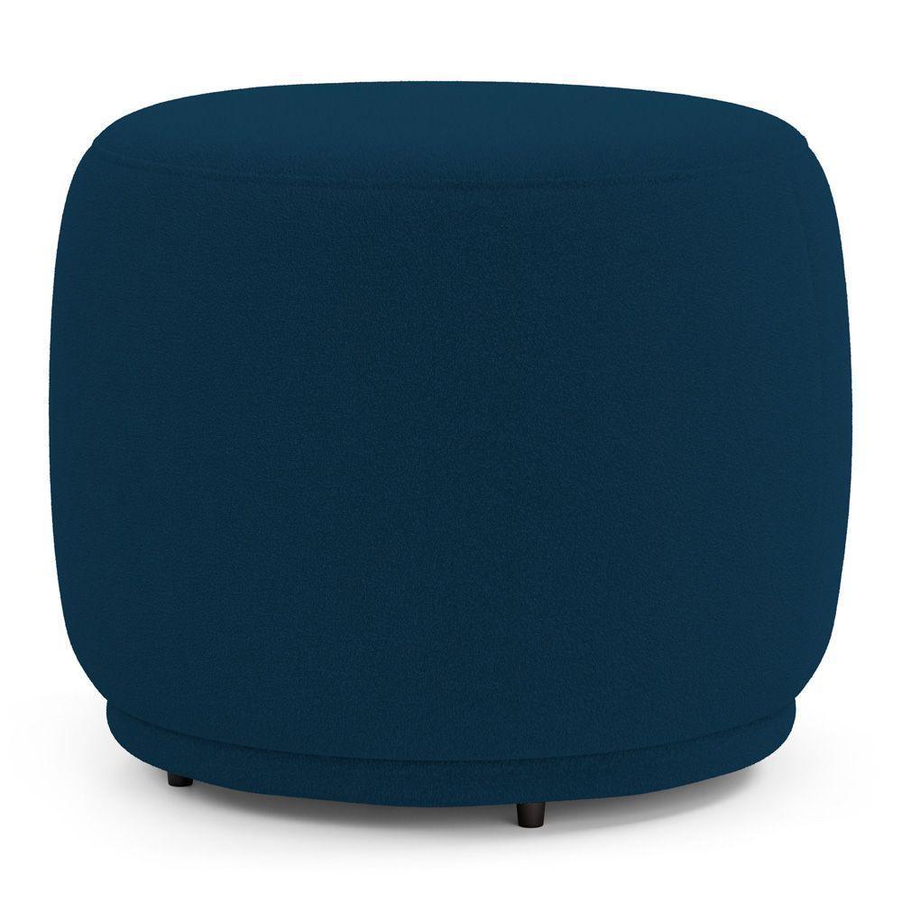 Poltrona Decorativa Com Puff Orgânico Molly Bouclê Azul Marinho - Desk Design - 10