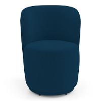 Poltrona Decorativa Com Puff Orgânico Molly Bouclê Azul Marinho - Desk Design - 3