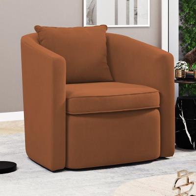 Poltrona Decorativa Para Sala De Estar Aimê Veludo Terracota Desk Design