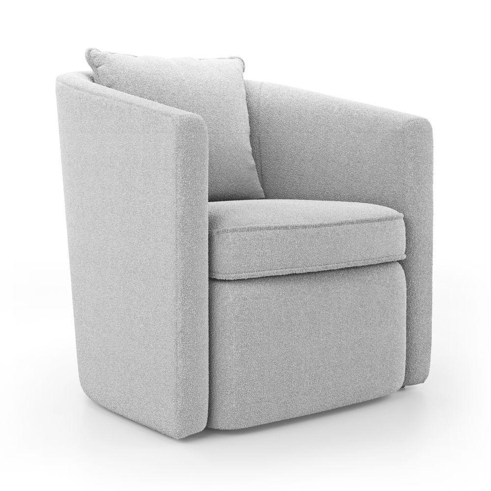 Kit 02 Poltronas Decorativas Sala De Estar Aimê Bouclê Cinza Claro - Desk Design - 5