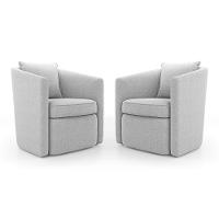 Kit 02 Poltronas Decorativas Sala De Estar Aimê Bouclê Cinza Claro - Desk Design - 1